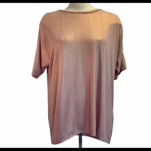 Justfab blush pink pearlescent cold shoulder top L